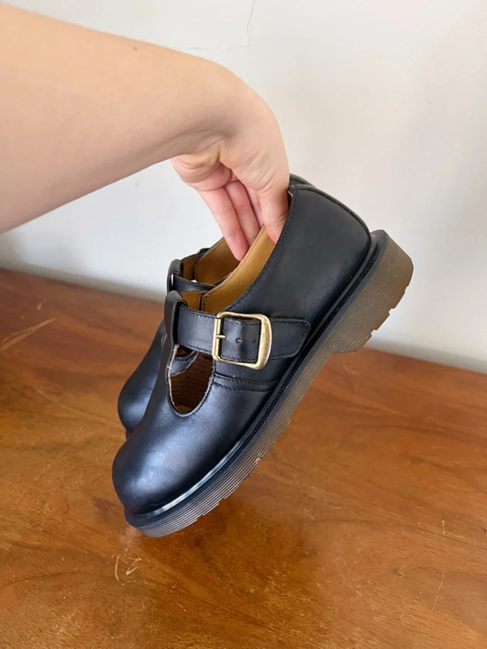 Dr Martens • vintage t-strap mary janes 5027 leather chunky black t bar MIE - Picture 5 of 9